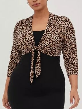 Torrid Leopard Print Tie-Front Shrug